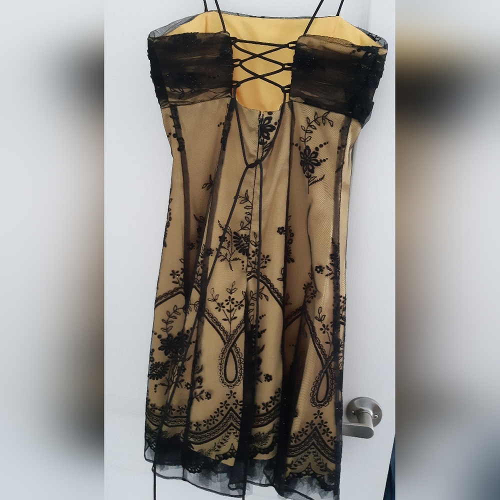 Elegant Black and Gold Embroidered Prom Dress